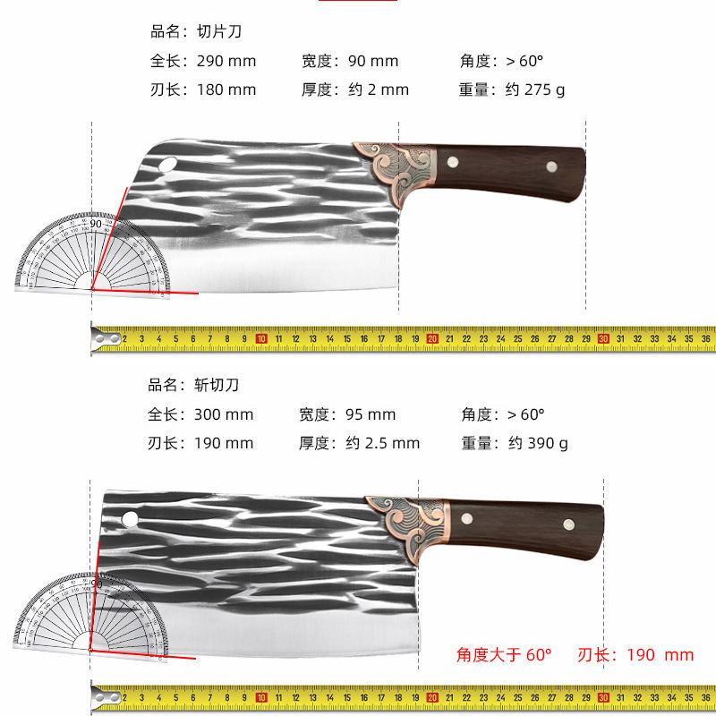 Hand-forged kitchen knife for traveling around the world, 20 yuan, street stall style, dual-purpose knife for chopping and cutting, stainless steel kitchen household knife Application Scenario