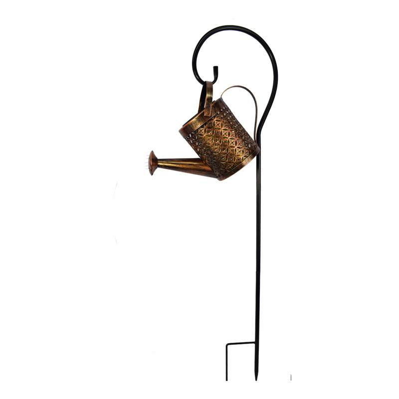 Original manufacturer solar garden lights, creative iron water kettles, shower heads, floor socket lights, outdoor garden landscape decoration Item Picture
