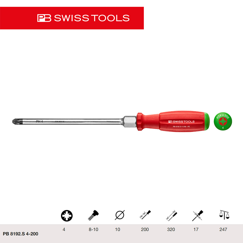 Swiss PB imported cross-shaped screwdriver 8190/2.S/3, a two-component powerful screwdriver specially designed for technological assembly undefined