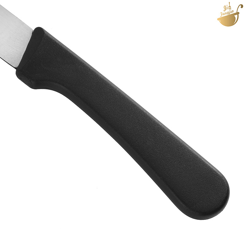 In stock: Stainless steel steak knife, black plastic handle steak knife, fine serrated steak knife, steak knife, Amazon Application Scenario