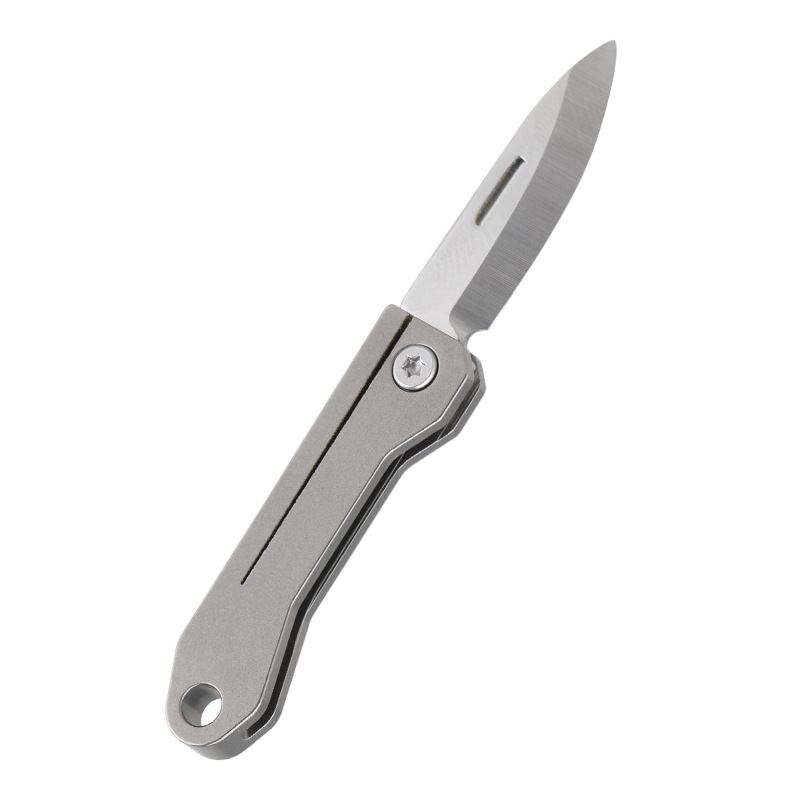 Titanium alloy mini folding knife, express delivery knife, portable edc keychain, self-defense pendant, letter opening knife, folding portable knife Item Picture