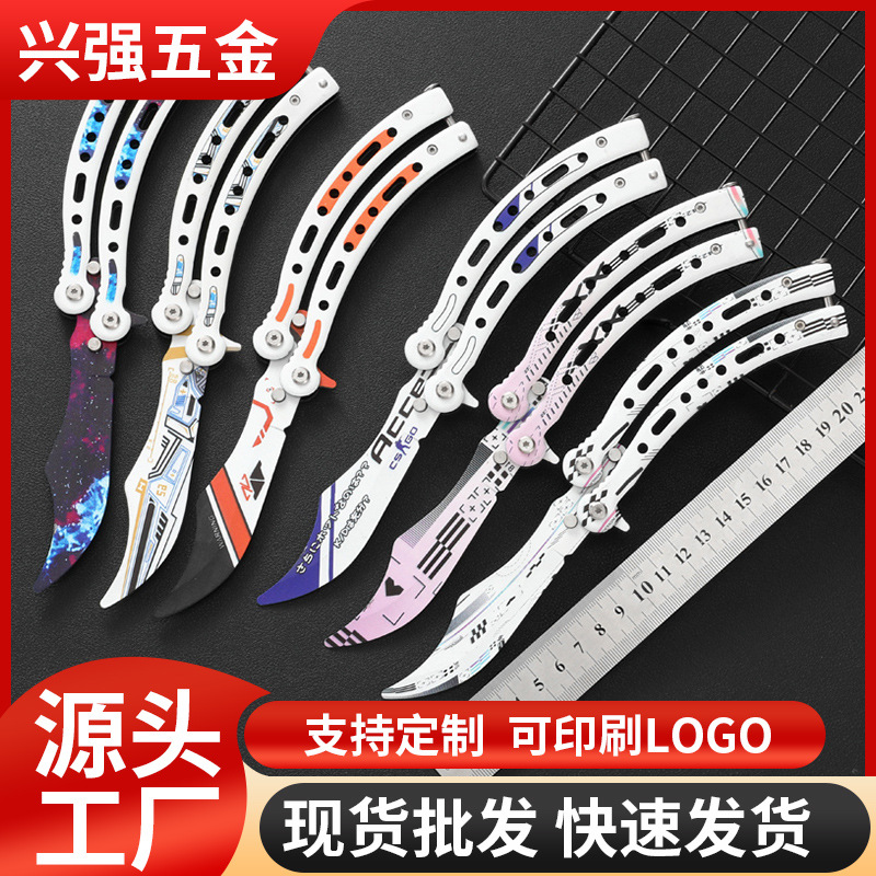 Portable CSGO practice folding game knife item Butterfly Training Knife Outdoor unedged swing knife full figure