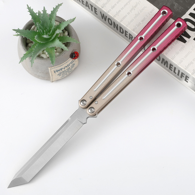 New outdoor butterfly knife siren Yangjiang Tsunami standard aluminum alloy one-piece handle multi-functional toy without sharp edges undefined