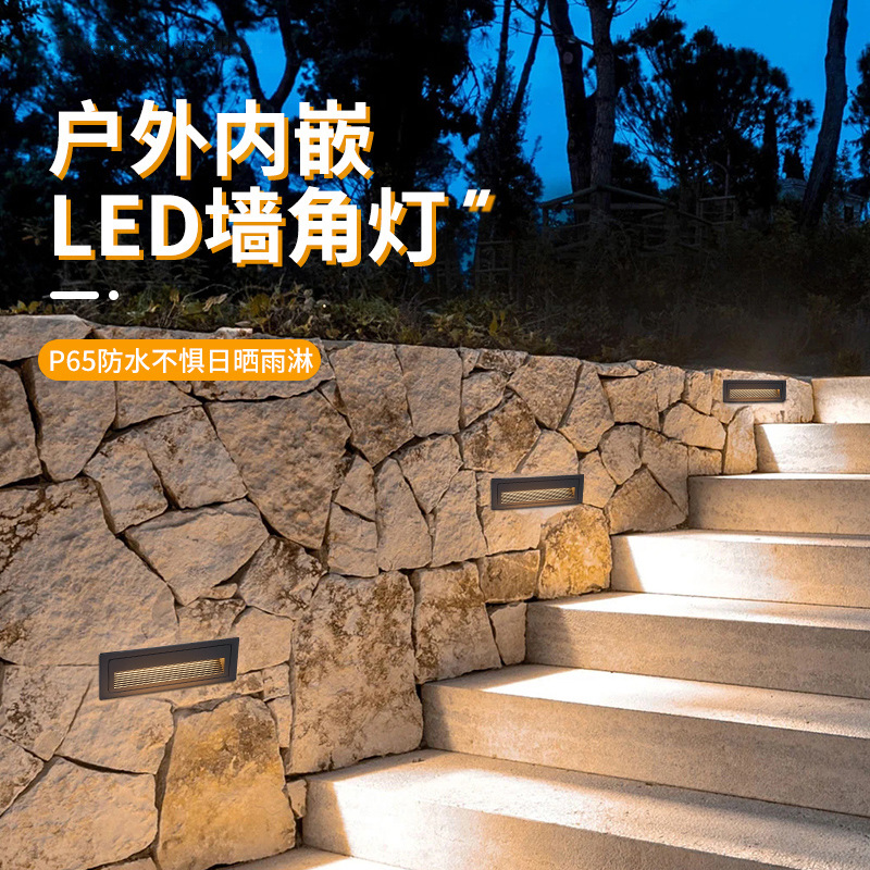 Outdoor corner lights, led floor lights, waterproof sensor step lights, embedded building step lights, hotel corridor lights details Picture