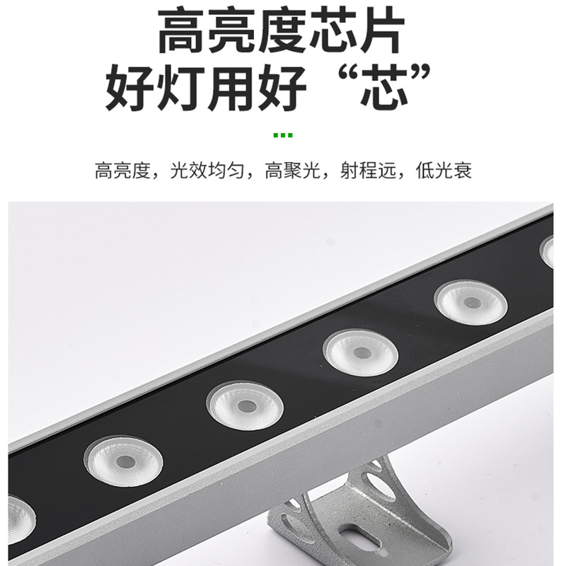 led wall-washing light 24v outdoor waterproof building hard light strip lighting, bridge beautification, guardrail tube strip spotlight factory Specification drawing