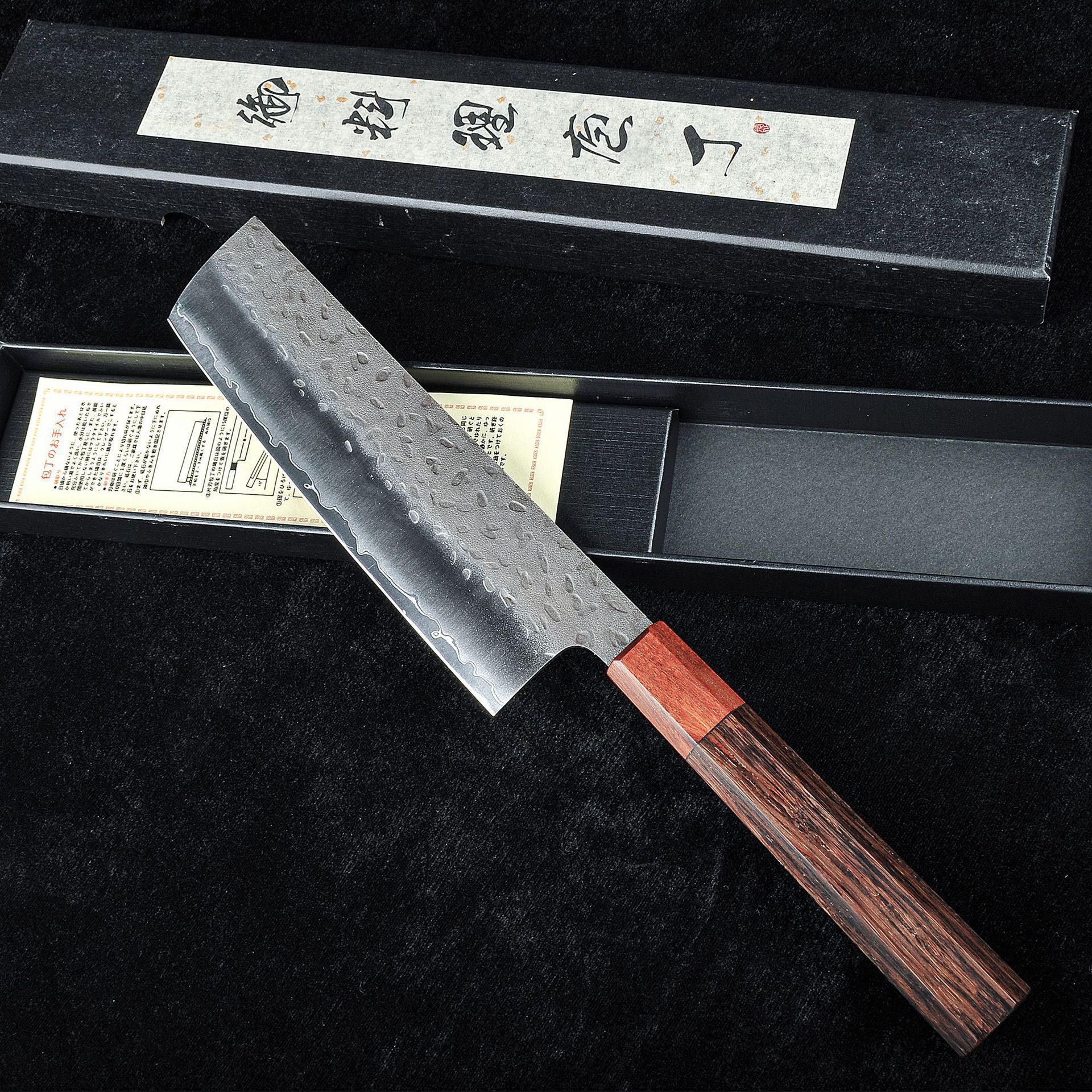 Japanese-style forged hammer pattern three-piece set octagonal handle chef's knife, cutting pair knife, kitchen knife, sushi cooking knife factory wholesale Specification drawing