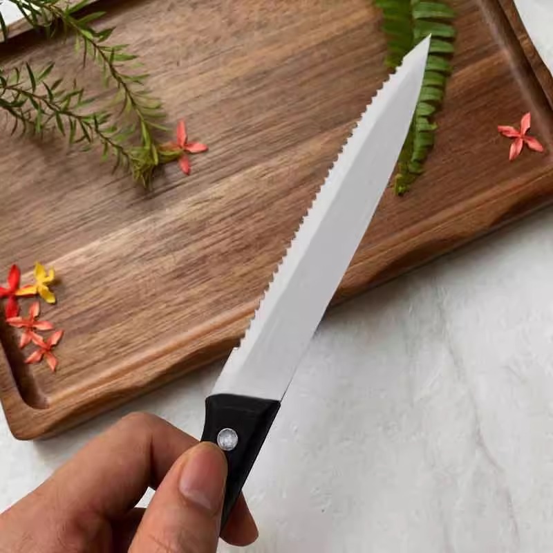 Thickened steak knife, bread knife, stainless steel Western-style knife, lemon knife, frosted handle, serrated knife, steak and pork chop Specification drawing