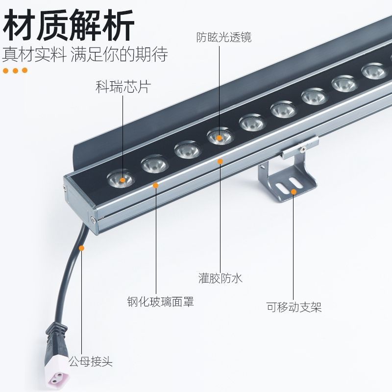 LED wall-washing light, outdoor waterproof, indoor wedding, outdoor advertising sign, exterior wall, bridge and building lighting, 220V details Picture