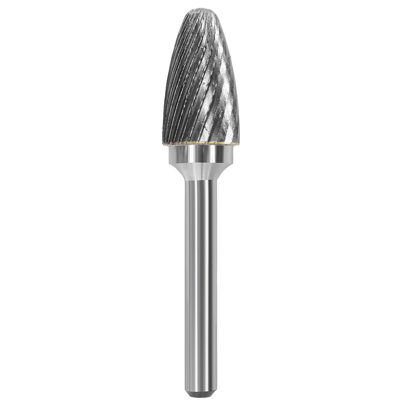 Tungsten steel grinding head, hard alloy rotary file, arc-shaped round head milling cutter, metal grinding and engraving single and double groove patterns, F-shaped details Picture