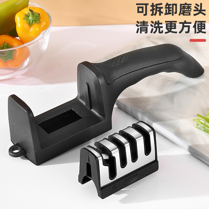 Multi-functional four-stage knife sharpener, kitchen wall-mounted knife sharpener, handheld quick whetstone, portable knife sharpening wonder details Picture