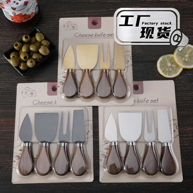 Factory in-stock cheese tools, kitchenware, knives, forks, cream, stainless steel 4-piece set, cheese knife set full figure