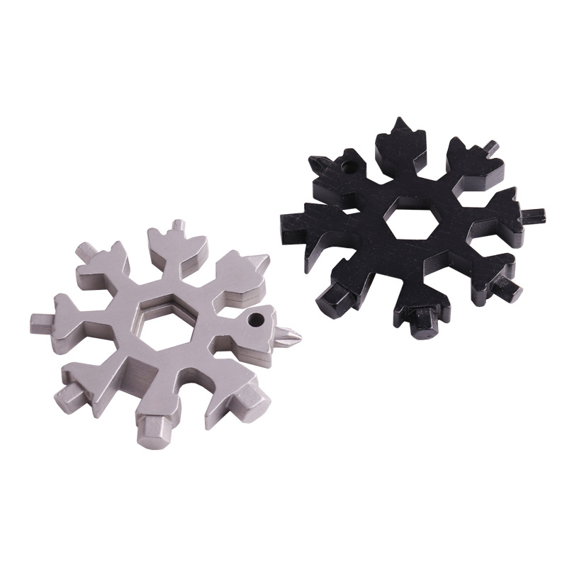 18-in-one multi-functional snowflake tool card, thickened all-steel snowflake wrench for daily household use, mini screwdriver Item Picture