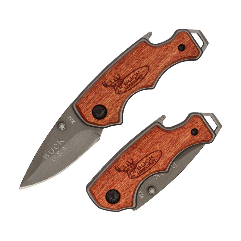 bX44 Camping portable knife, wilderness survival folding knife, Self-defense Mini knife, multi-functional bottle opener, fruit knife Item Picture