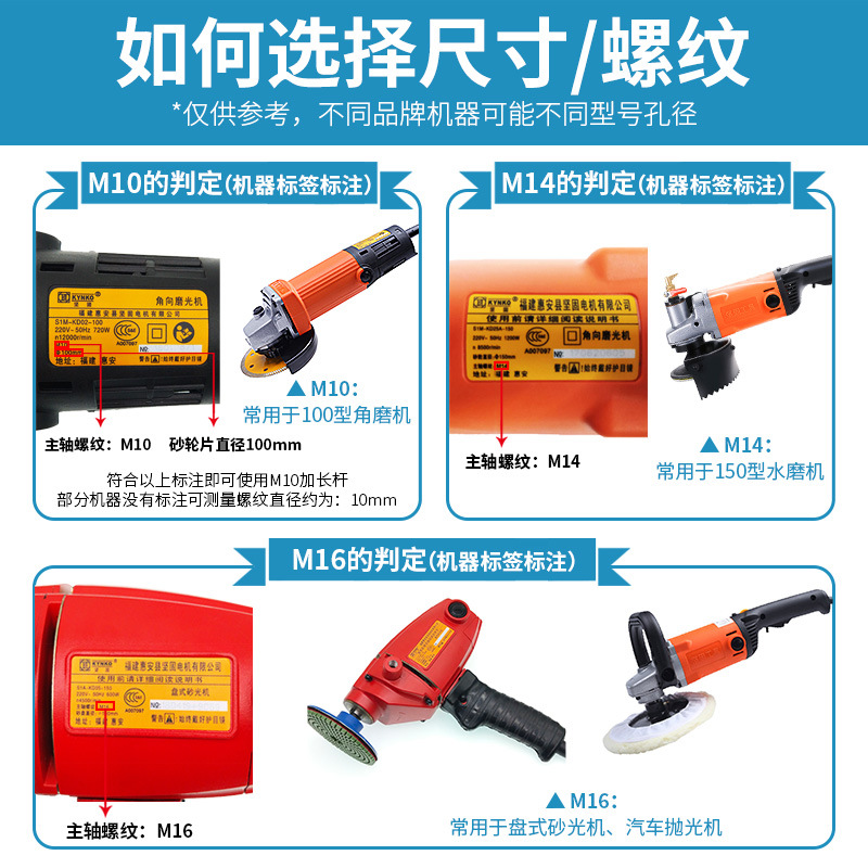 Water grinding discs, dry grinding discs, stone polishing discs, self-adhesive discs, joint rubber soft adhesive discs, Angle grinding machine grinding heads, sandpaper suction cups Specification drawing