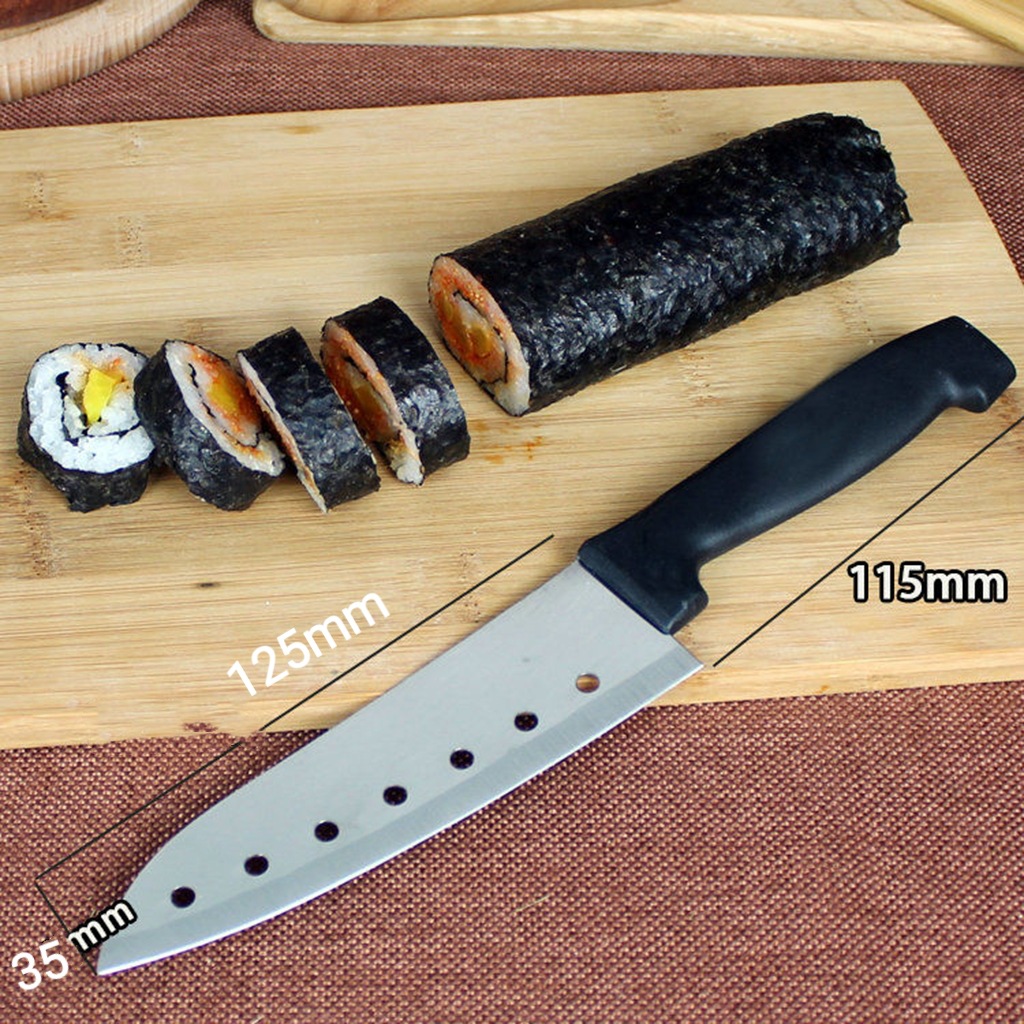 Seven-hole sushi knife, frozen meat knife, Japanese cuisine knife, sashimi knife, stainless steel seven-hole knife, fruit knife, meat slice knife full figure