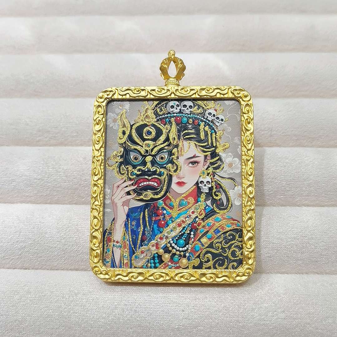 手绘扎基拉姆唐卡前世今生文创黄财神绿度母蓝药师
