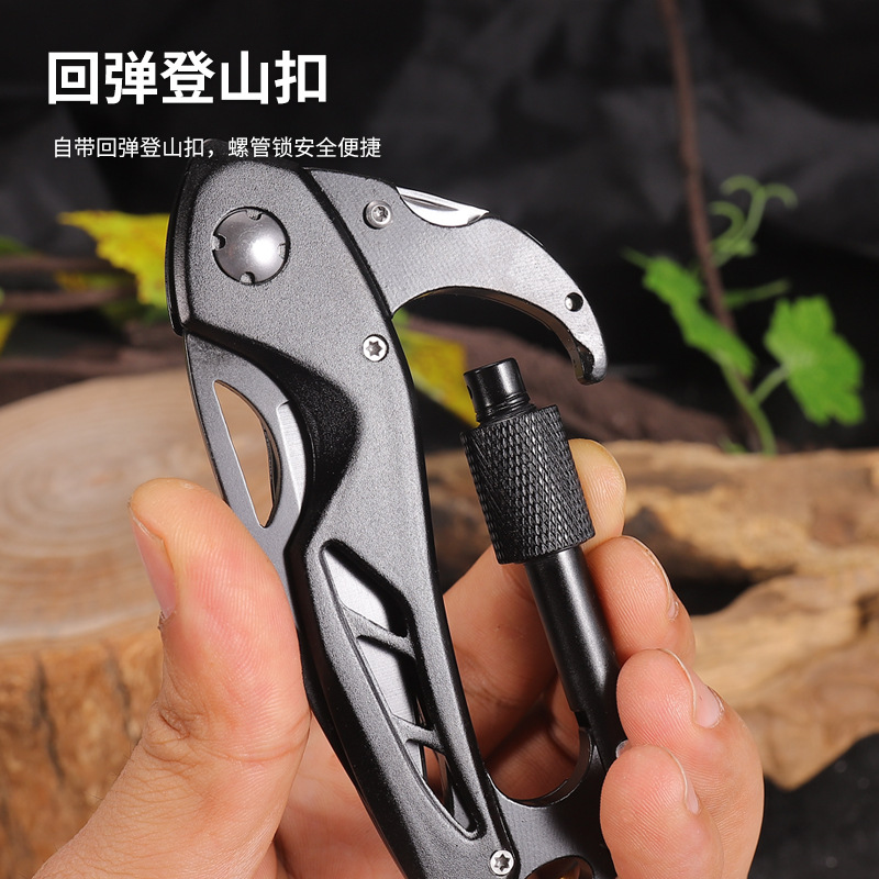 Hongfeng's new multi-functional knife, outdoor camping and mountain climbing buckle, multi-functional quick-hang safety buckle, folding knife Application Scenario