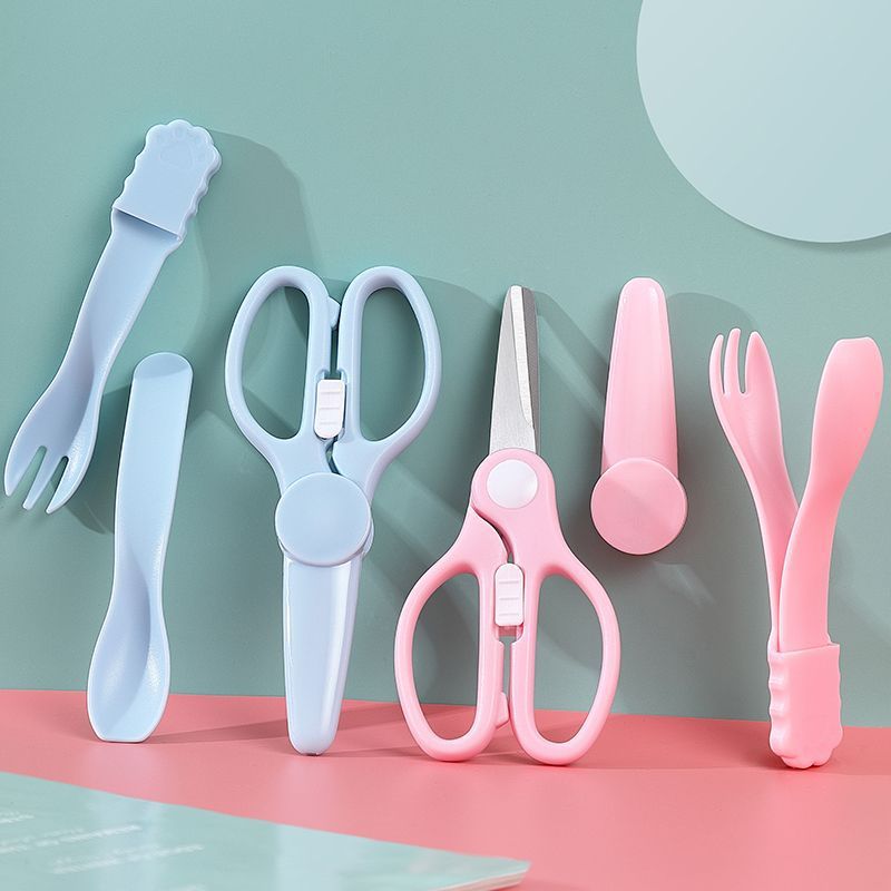 Baby food scissors, stainless steel takeout food scissors for infants and toddlers, portable scissors for vegetables, meat and noodles, kitchen scissors details Picture