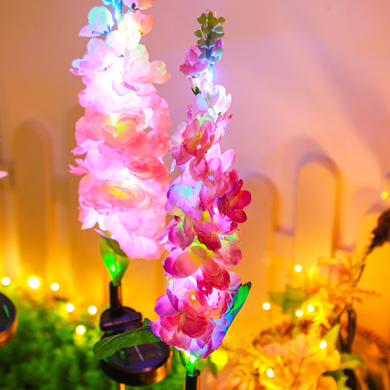 Solar hyacinth flower lamp, outdoor waterproof violet ground insert lamp, courtyard decorative light string, artificial flower lawn lamp details Picture