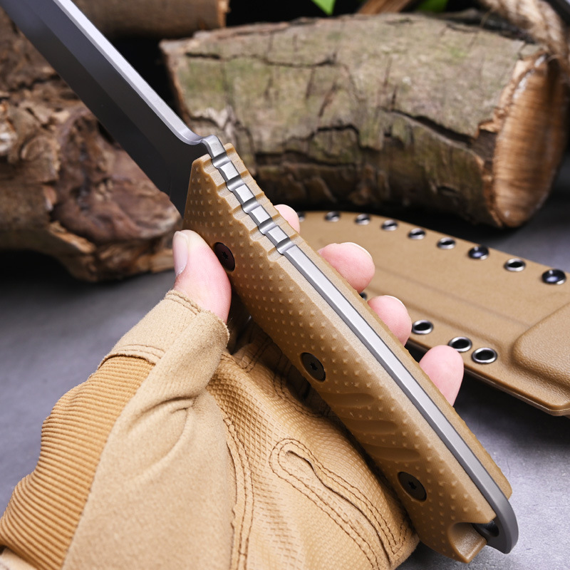 Outdoor survival self-defense tactical knife, portable straight knife, wilderness survival knife, survival knife, one-piece keel, high-hardness straight knife Specification drawing