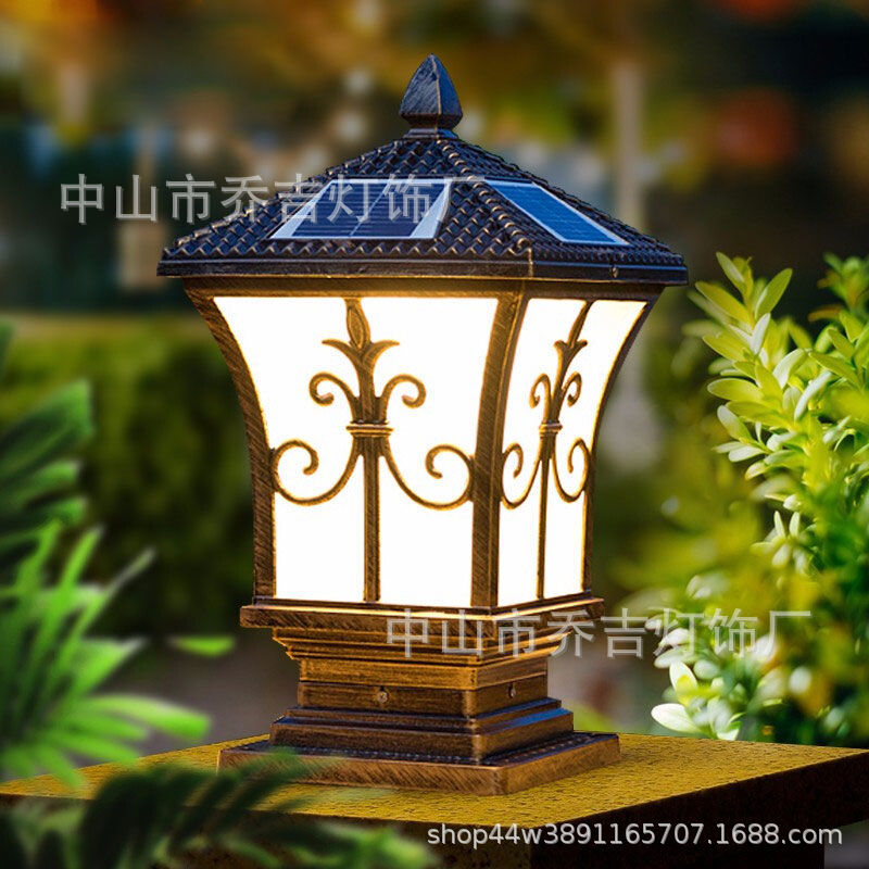 Solar-powered column head lamps for outdoor fences, gates, columns, waterproofing, Chinese-style gardens, villas and courtyards details Picture