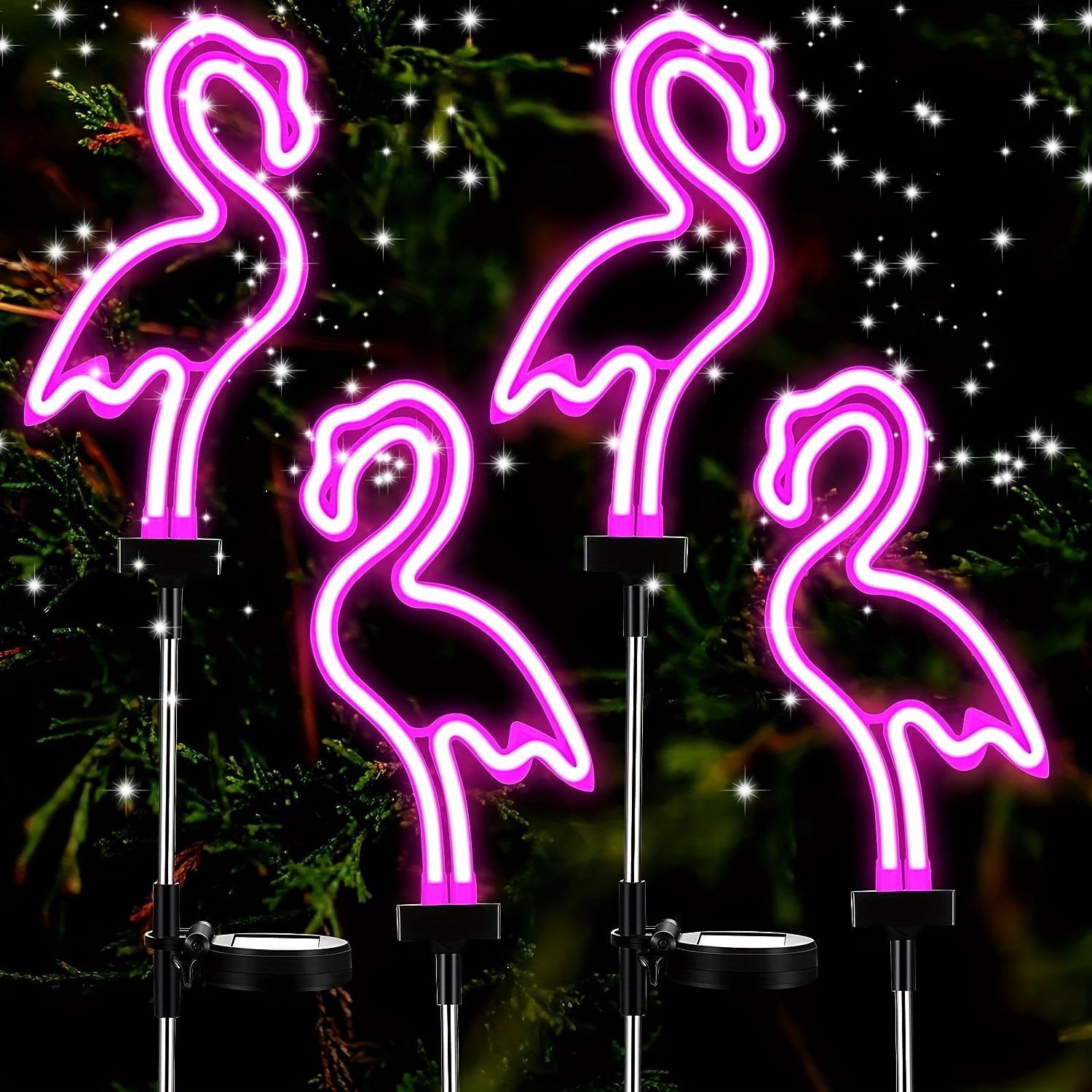 Outdoor waterproof modern solar lamps, courtyard flamingos, neon lights, garden landscape, garden villas, lawn lamps full figure