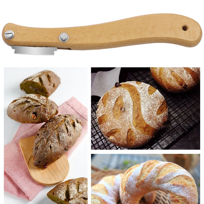 Bread contouring knife, divider knife, woodblock bread cutter, arc-shaped woodblock cutter, European baguette cutter Application Scenario