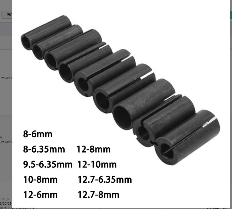 The 9PC sleeve rotary chuck is all black full figure