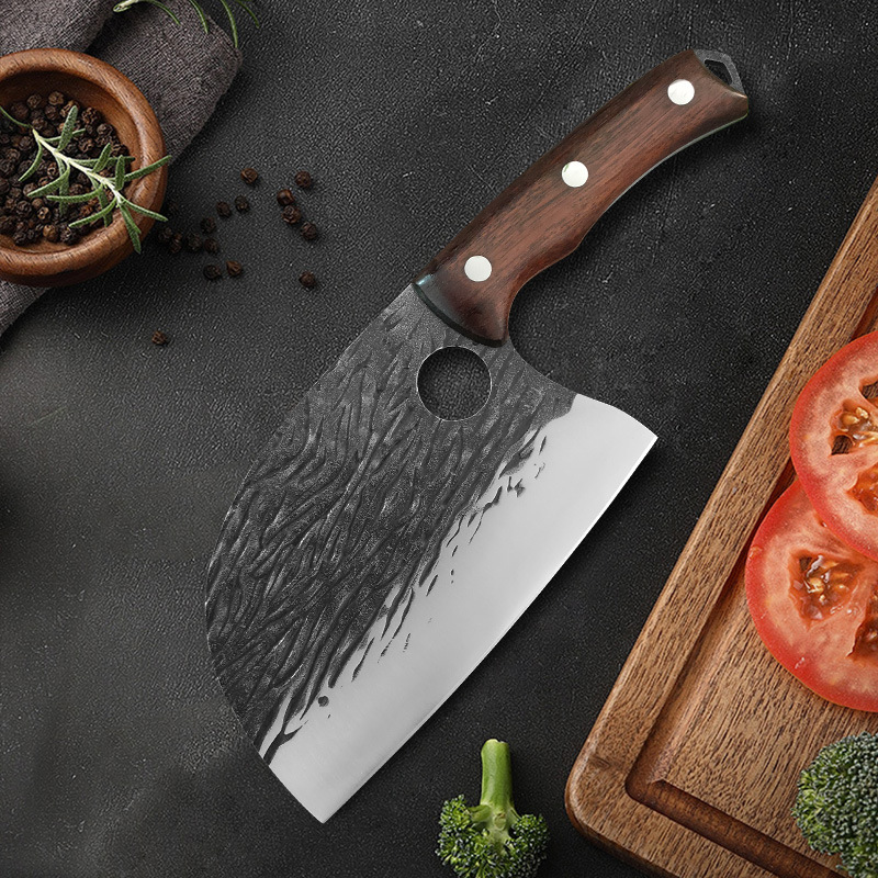 Cross-border household hand-forged ladies' small kitchen knife, meat slicing knife, traditional stainless steel chopping knife, chopping dual-purpose knife Application Scenario
