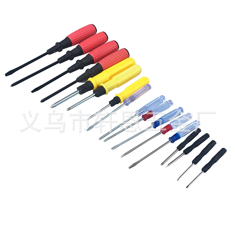Mini screwdriver, cross-shaped flat-head small black screwdriver with transparent handle details Picture