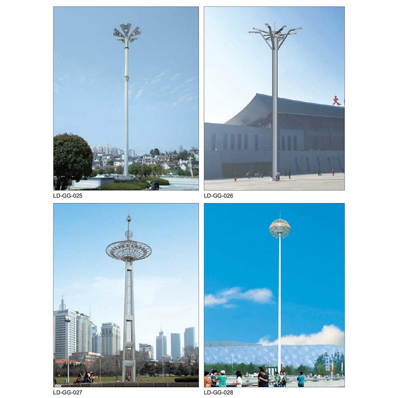 led high-pole lights, 15-meter and 10-meter telescopic 3-head medium pole lights, airport high-pole outdoor lighting lamps, square lights Specification drawing