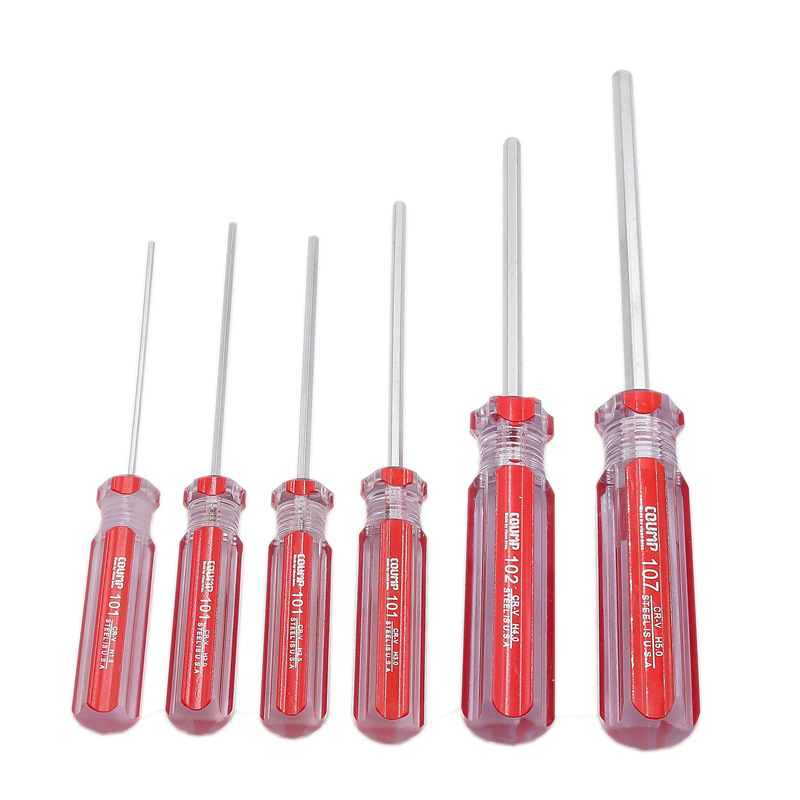 Chrome vanadium steel flat head hex socket screwdriver, manual hex socket wrench, hex key 1.5-6, external hex socket screwdriver Specification drawing