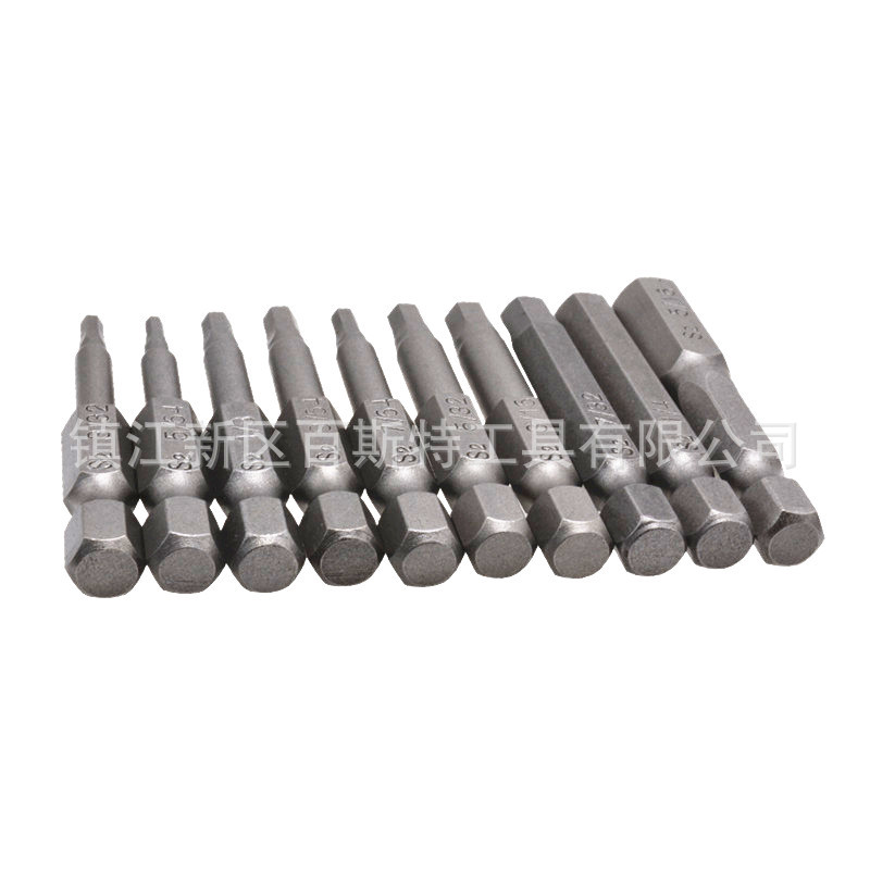 10-piece set of 50mm British standard hexagon socket, inner hexagon socket, S2 steel magnetic electric screwdriver screwdriver head details Picture