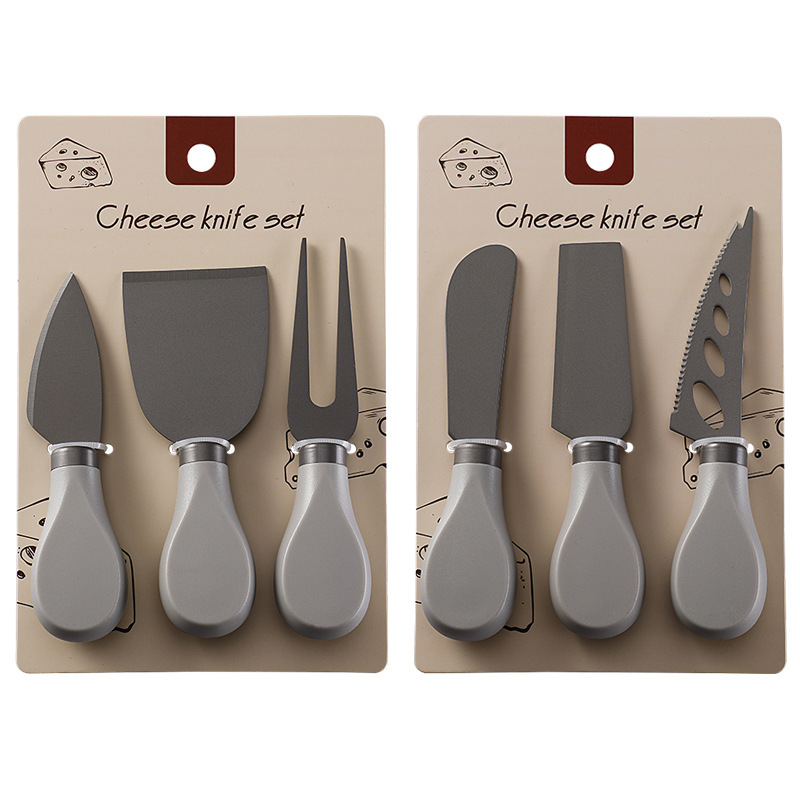 Cross-border in-stock stainless steel cheese knife set, cheese tools, cheese knife spatula, butter knife, card-bound Western cuisine knife and fork Item Picture