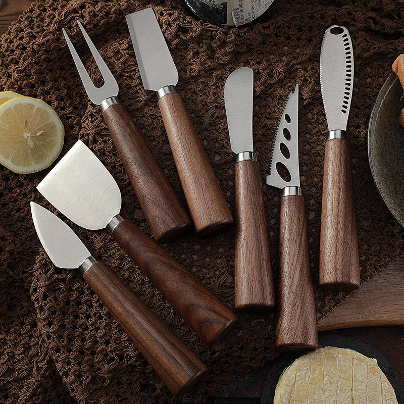 Cross-border in-stock stainless steel cheese and cheese knives, Western tableware, cheese pizza spatulas, steak knives and forks, bread knives and scrapers Specification drawing