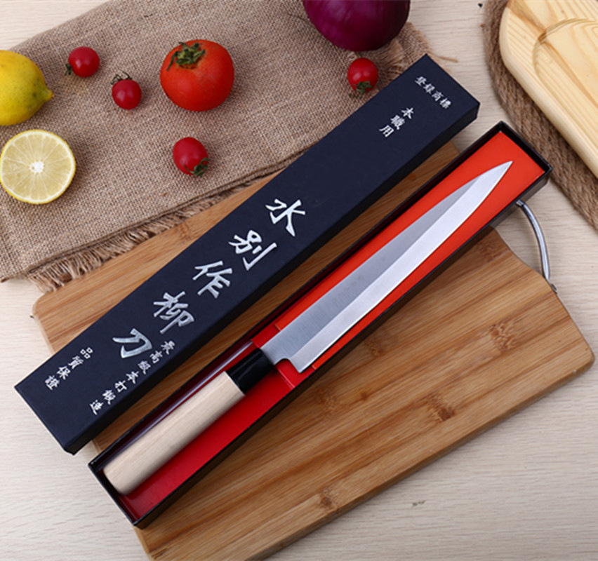Japanese sashimi knife, Saitake sashimi knife, beef knife, sushi knife, Sakai Fudo salmon special chef's knife, willow blade full figure