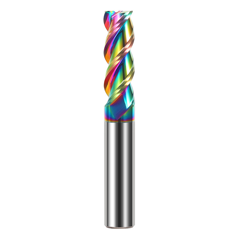 3-edge aluminum alloy special milling cutter, CNC tool, tungsten steel aluminum milling cutter, extended hard alloy seven-color end mill Item Picture