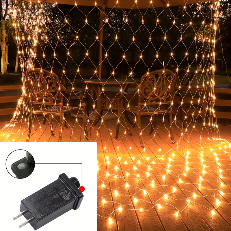 200 LED Net String Lights 9.8FT x 6.5FT Connectable 8 Modes Specification drawing