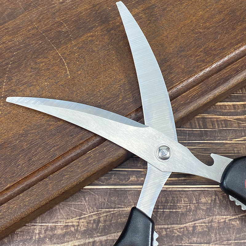 Korean barbecue scissors, kitchen household scissors, stainless steel steak scissors, ready-to-eat scissors, commercial food scissors for barbecues Specification drawing