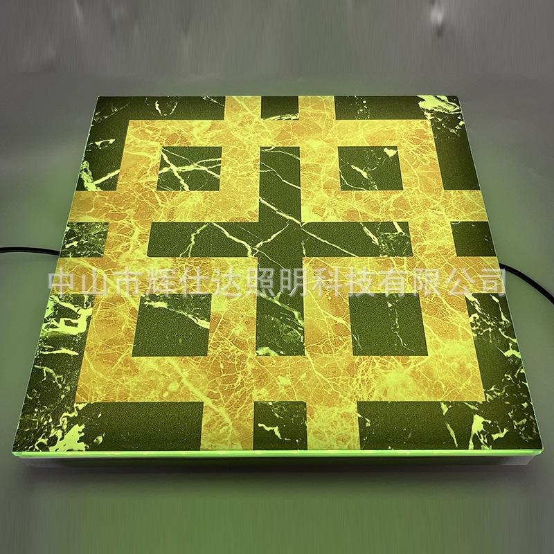 Factory wholesale 600*600*H60MM marble-patterned floor tiles with stainless steel shells and stone-patterned luminous tiles Specification drawing