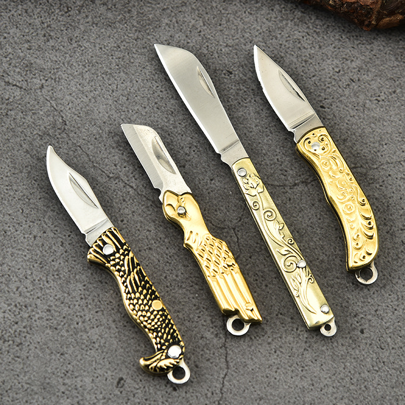 Factory direct sales of stainless steel portable handcrafted brass mini pocket knives, keychains, folding knives and portable knives full figure