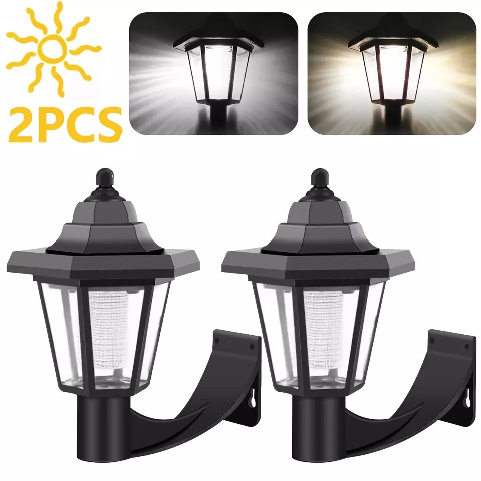Outdoor solar garden lamp, hexagonal retro palace garden lawn landscape lighting, wall-mounted lamp Specification drawing