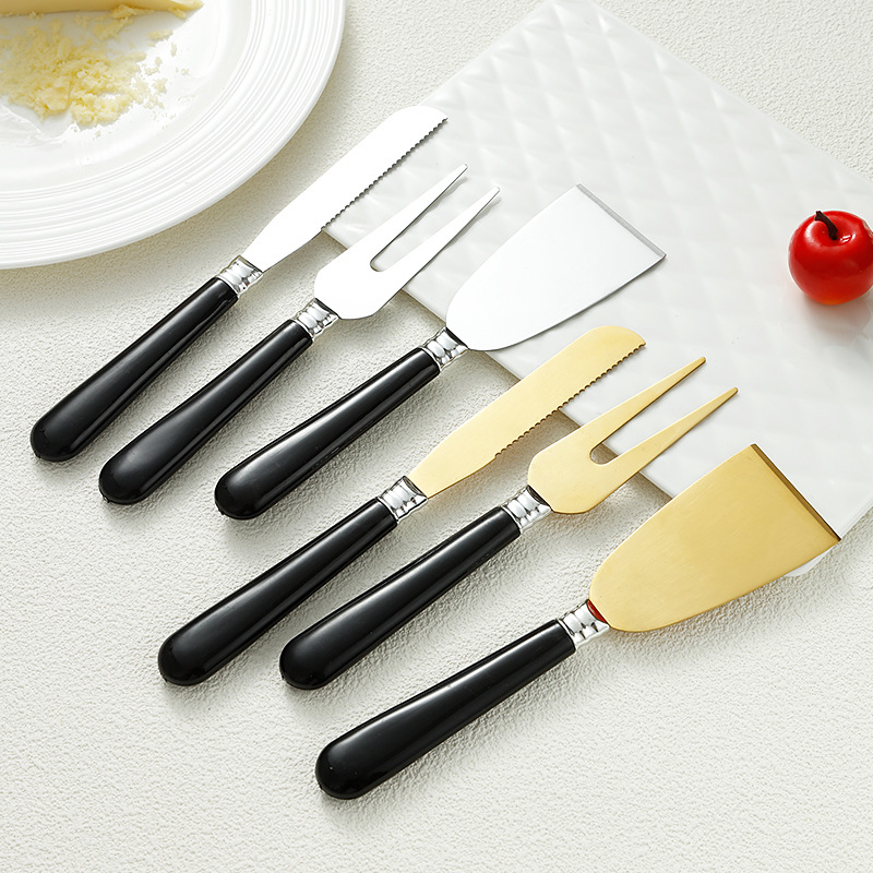 Cross-border cheese knife set, cheese knife and fork stainless steel three-piece set, cheese spatula knife and fork four-piece set, butter knife wholesale full figure