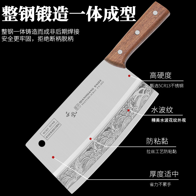 Longshui Qianhuang forged stainless steel kitchen knives, household slicing knives, restaurant chef knives, market meat cutting knives, kitchen knives Application Scenario