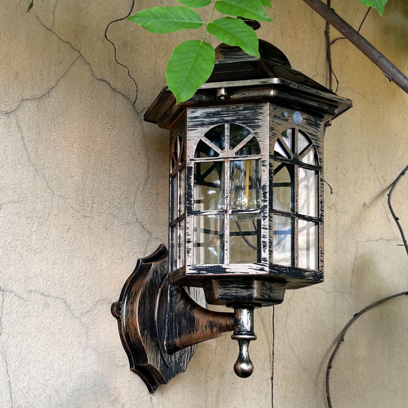 New Chinese-style solar outdoor rainproof wall lamps for villas, gardens, pavilions, corridors, passageways, and courtyard exterior walls details Picture
