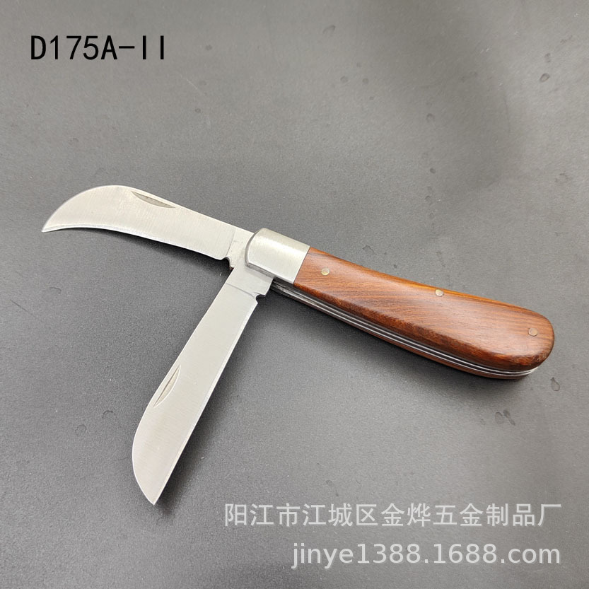 Stainless steel electrician's knife, razor, folding double-cut knife, straight-edge electrician's knife, wire stripping and opening knife, pruning small curved knife undefined