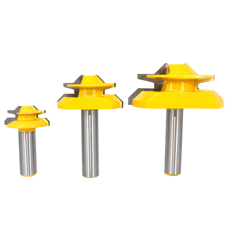 1/4 handle 45-degree mortise and tenon cutter, woodworking milling cutter, panel mortise and tenon splicing alloy cutter, edge trimming machine, line cutter, right-angle cutter Item Picture