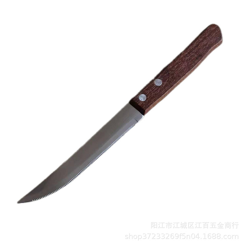 Factory in stock stainless steel wooden handle steak knives, barbecue knives, outdoor meat knives and table knives in Yangjiang Item Picture