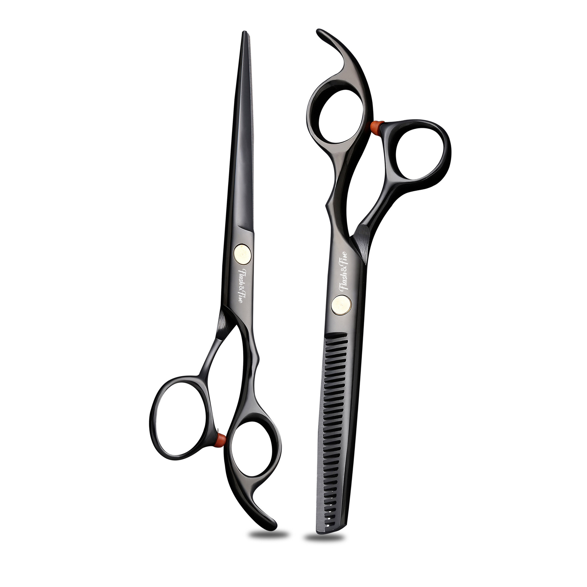 Wholesale of black, colorful and blue professional hairdressing scissors and hair cutting scissors sets Specification drawing