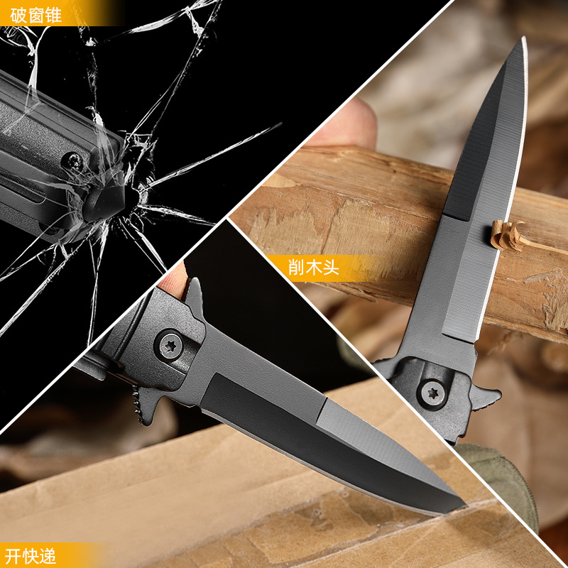 Outdoor camping folding knife, camping survival knife, multi-purpose folding knife, self-defense knife, portable knife, stainless steel Specification drawing